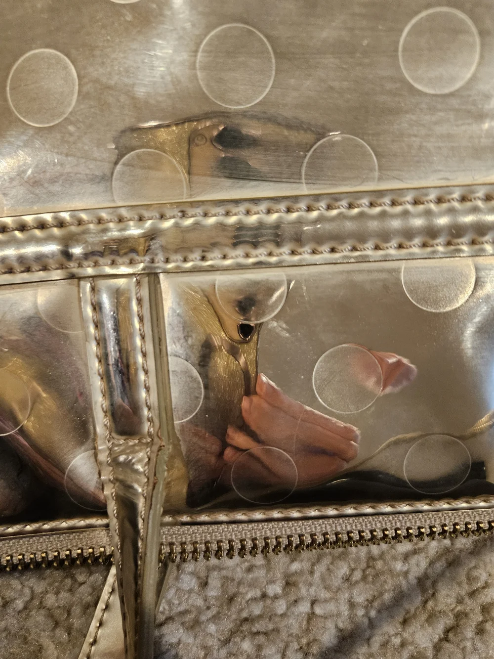 kate spade Metallic Gold Patent Tote with Polka Dot Accent